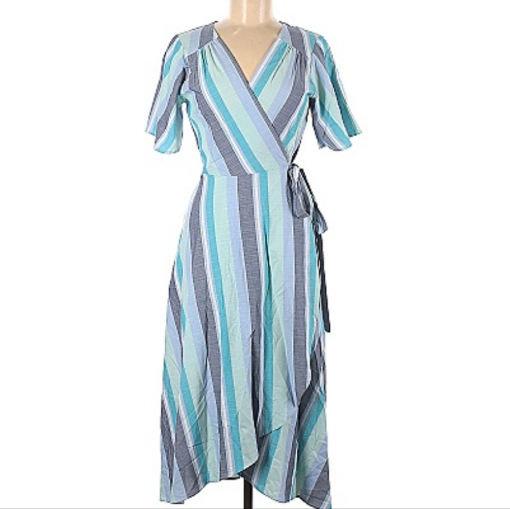 Striped wrap dress